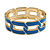 Royal Blue Enamel Link Oval Hinged Bangle Bracelet In Gold Tone - 18cm Long - view 4