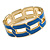 Royal Blue Enamel Link Oval Hinged Bangle Bracelet In Gold Tone - 18cm Long - view 5