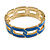 Royal Blue Enamel Link Oval Hinged Bangle Bracelet In Gold Tone - 18cm Long - view 6