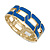 Royal Blue Enamel Link Oval Hinged Bangle Bracelet In Gold Tone - 18cm Long - view 7