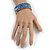 Royal Blue Enamel Link Oval Hinged Bangle Bracelet In Gold Tone - 18cm Long - view 2