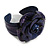 Statement Blue Purple Snake Print Leather Rose Flower Flex Cuff Bangle Bracelet - Adjustable - view 3