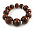 Dark Brown Graduated Wood Bead Flex Bracelet - 18cm L