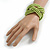 Wide Light Green Glass Bead Plaited Flex Cuff Bracelet - Adjustable - view 2