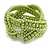 Wide Light Green Glass Bead Plaited Flex Cuff Bracelet - Adjustable - view 4