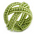 Wide Light Green Glass Bead Plaited Flex Cuff Bracelet - Adjustable - view 5