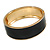 Round Black Enamel Hinged Bangle Bracelet in Gold Tone Metal - 20cm Long/ 60mm Diameter - view 4