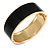 Round Black Enamel Hinged Bangle Bracelet in Gold Tone Metal - 20cm Long/ 60mm Diameter
