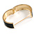 Round Black Enamel Hinged Bangle Bracelet in Gold Tone Metal - 20cm Long/ 60mm Diameter - view 3