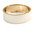 Round Off White Enamel Hinged Bangle Bracelet in Gold Tone Metal - 20cm Long/ 60mm Diameter - view 5