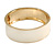 Round Off White Enamel Hinged Bangle Bracelet in Gold Tone Metal - 20cm Long/ 60mm Diameter - view 4