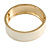 Round Off White Enamel Hinged Bangle Bracelet in Gold Tone Metal - 20cm Long/ 60mm Diameter - view 6