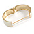 Round Off White Enamel Hinged Bangle Bracelet in Gold Tone Metal - 20cm Long/ 60mm Diameter - view 3
