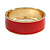 Round Scarlet Red Enamel Hinged Bangle Bracelet in Gold Tone Metal - 20cm Long/ 60mm Diameter - view 5