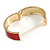 Round Scarlet Red Enamel Hinged Bangle Bracelet in Gold Tone Metal - 20cm Long/ 60mm Diameter - view 3
