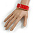 Round Scarlet Red Enamel Hinged Bangle Bracelet in Gold Tone Metal - 20cm Long/ 60mm Diameter - view 2