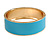 Round Light Blue Enamel Hinged Bangle Bracelet in Gold Tone Metal - 20cm Long/ 60mm Diameter - view 5