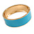 Round Light Blue Enamel Hinged Bangle Bracelet in Gold Tone Metal - 20cm Long/ 60mm Diameter - view 4