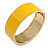 Round Banana Yellow Enamel Hinged Bangle Bracelet in Gold Tone Metal - 20cm Long/ 60mm Diameter