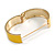 Round Banana Yellow Enamel Hinged Bangle Bracelet in Gold Tone Metal - 20cm Long/ 60mm Diameter - view 3