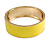 Round Lemon Yellow Enamel Hinged Bangle Bracelet in Gold Tone Metal - 20cm Long/ 60mm Diameter