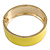 Round Lemon Yellow Enamel Hinged Bangle Bracelet in Gold Tone Metal - 20cm Long/ 60mm Diameter - view 6