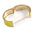 Round Lemon Yellow Enamel Hinged Bangle Bracelet in Gold Tone Metal - 20cm Long/ 60mm Diameter - view 4