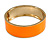 Round Bright Orange Enamel Hinged Bangle Bracelet in Gold Tone Metal - 20cm Long/ 60mm Diameter