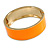 Round Bright Orange Enamel Hinged Bangle Bracelet in Gold Tone Metal - 20cm Long/ 60mm Diameter - view 4