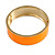 Round Bright Orange Enamel Hinged Bangle Bracelet in Gold Tone Metal - 20cm Long/ 60mm Diameter - view 7