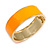 Round Bright Orange Enamel Hinged Bangle Bracelet in Gold Tone Metal - 20cm Long/ 60mm Diameter - view 5