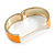 Round Bright Orange Enamel Hinged Bangle Bracelet in Gold Tone Metal - 20cm Long/ 60mm Diameter - view 3