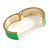 Round Neon Green Enamel Hinged Bangle Bracelet in Gold Tone Metal - 20cm Long/ 60mm Diameter - view 3