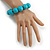 Pastel Teal Blue Round Bead Wood Flex Bracelet - 19cm Long - view 2