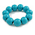 Pastel Teal Blue Round Bead Wood Flex Bracelet - 19cm Long - view 3
