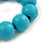 Pastel Teal Blue Round Bead Wood Flex Bracelet - 19cm Long - view 5