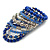 Wide Coiled Ceramic, Acrylic, Glass Bead Bracelet (Blue, Silver, Transparent) - Adjustable - view 5