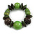 Statement Chunky Wood Bead Flex Bracelet in Lime Green/ Dark Green - Medium - view 4