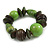 Statement Chunky Wood Bead Flex Bracelet in Lime Green/ Dark Green - Medium - view 6