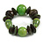 Statement Chunky Wood Bead Flex Bracelet in Lime Green/ Dark Green - Medium - view 3