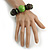 Statement Chunky Wood Bead Flex Bracelet in Lime Green/ Dark Green - Medium - view 2