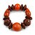 Statement Chunky Wood Bead Flex Bracelet in Orange/ Brown - Medium - view 3