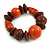 Statement Chunky Wood Bead Flex Bracelet in Orange/ Brown - Medium - view 4