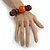 Statement Chunky Wood Bead Flex Bracelet in Orange/ Brown - Medium - view 2