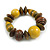 Statement Chunky Wood Bead Flex Bracelet in Yellow/ Brown - Medium - view 3