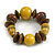 Statement Chunky Wood Bead Flex Bracelet in Yellow/ Brown - Medium - view 4