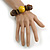 Statement Chunky Wood Bead Flex Bracelet in Yellow/ Brown - Medium - view 2