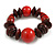 Statement Chunky Wood Bead Flex Bracelet in Red/ Brown - Medium - view 3
