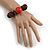 Statement Chunky Wood Bead Flex Bracelet in Red/ Brown - Medium - view 2