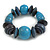 Statement Chunky Wood Bead Flex Bracelet in Dyed Blue/ Light Blue - Medium - view 2